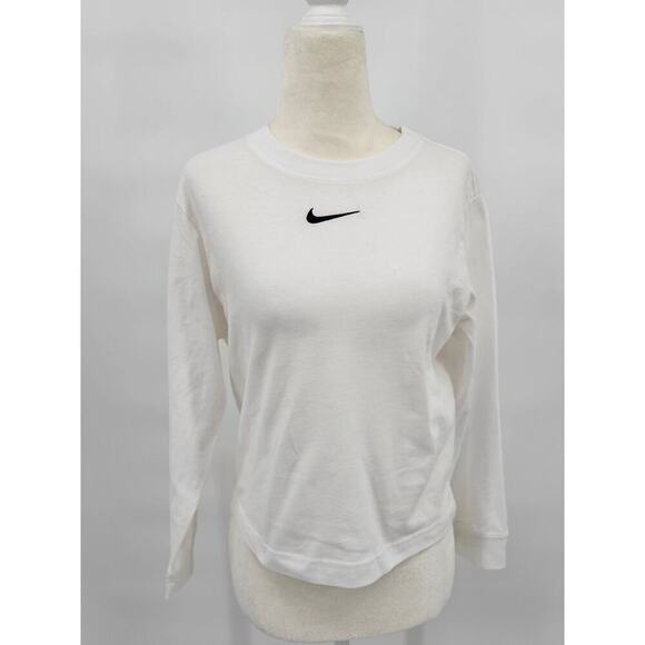 Nike Essential Tee Girl's M White Loose Fit Long Sleeve Shirt NWT - Picture 1 of 10